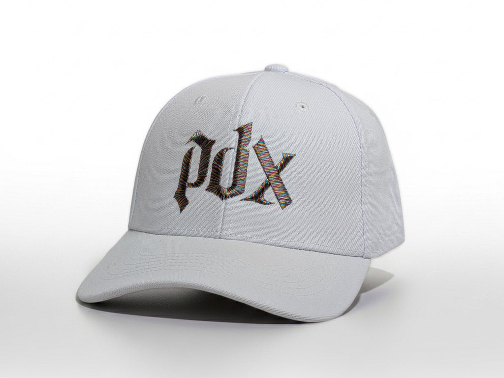 Portland Fire Metallic Thread PDX Pride Hat (White Baseball Cap)