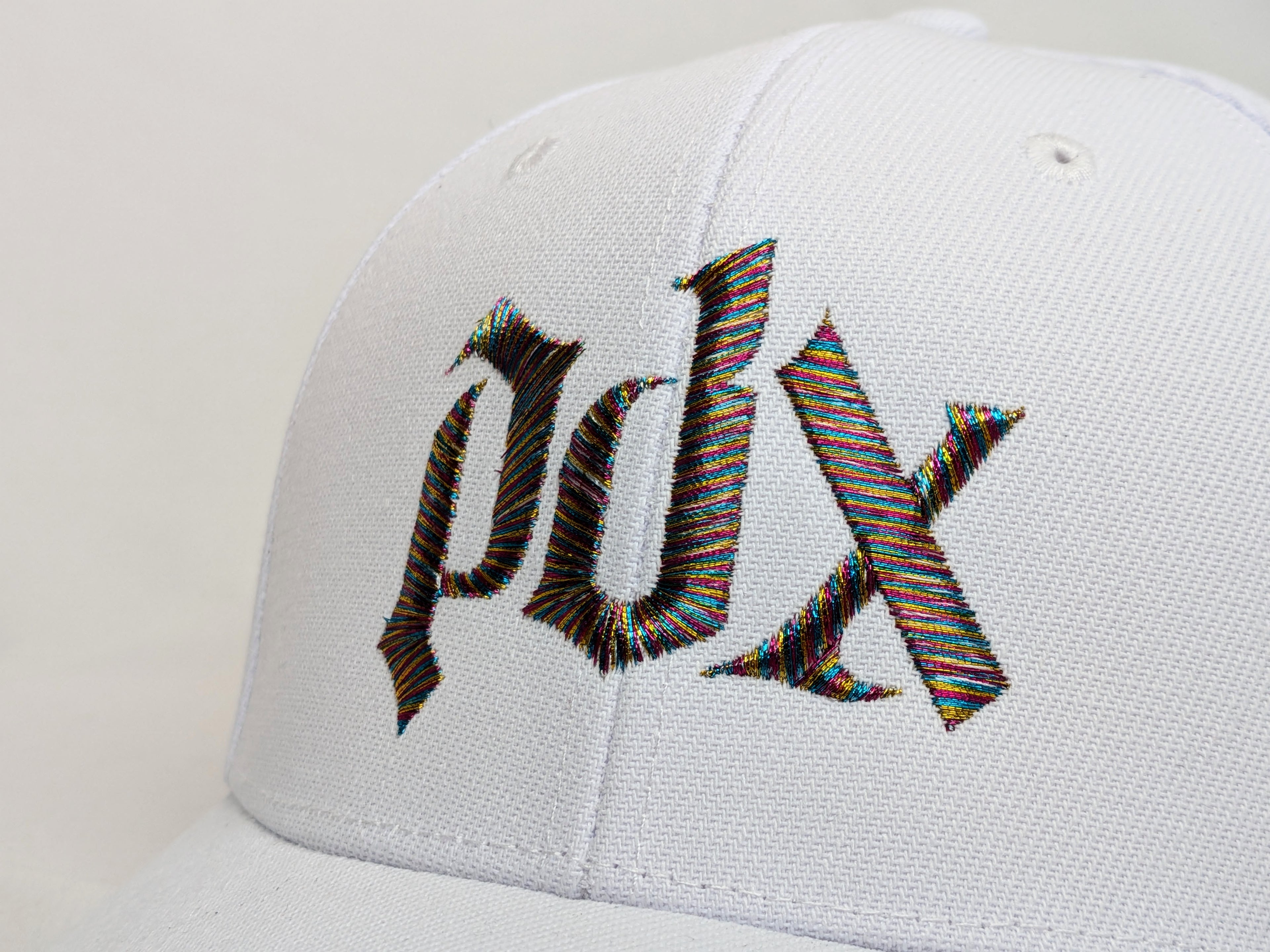 Portland Fire Metallic Thread PDX Pride Hat (White Baseball Cap)