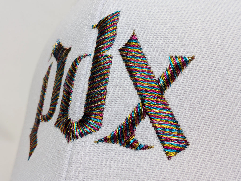 Portland Fire Metallic Thread PDX Pride Hat (White Baseball Cap)